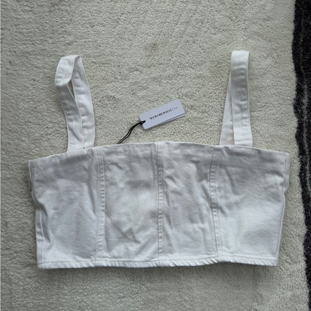 WWW white denim bustier - L